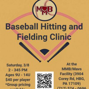 Baseball Hitting and Fielding Clinic (9U-14U) (Saturday, 3/8)